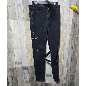 Tripp NYC Daang Goodman Black Bondage Strap Skinny Jeans Rave Goth Punk Alt 28/7
